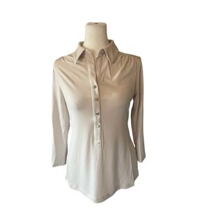Premise Studio Women Minimalist Soft Girl Henley Top Small Office‎ Capsule